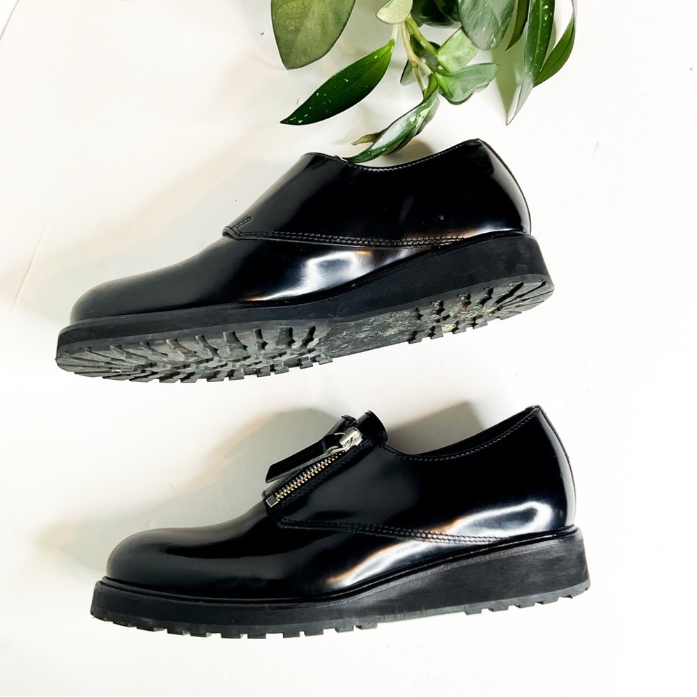 Want Les Essentiels Flats Black Leather Zip Loafers Portugal 7.5